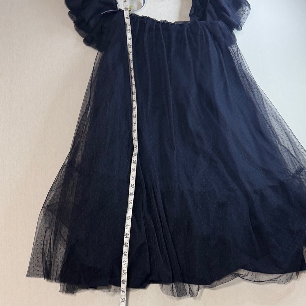 Lulu's Navy Tulle Maxi with Ruffle Cap Sleeves - Picture 3 of 11